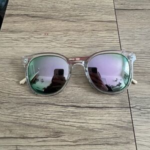 Clear Sunglasses with Pink and Green Lenses